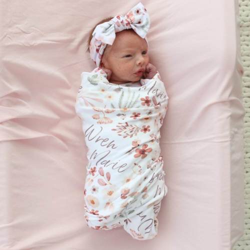 Wren's Wildflower Personalized Swaddle Blanket