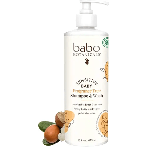 Babo Botanicals Sensitive Baby Fragrance-Free 2-in-1 Shampoo & Wash - Shea Butter, Calendula & Aloe Vera - EWG Verified - Cruelty-Free - Vegan - Pediatrician Tested - For Babies & Kids