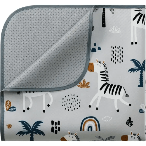 Blissful Diary Baby Splat Mat for Under High Chair, 51 x 51 Inch Splash Mat, Waterproof and Washable Spill Mat, Anti-Slip Floor Protector, Gray Zebra