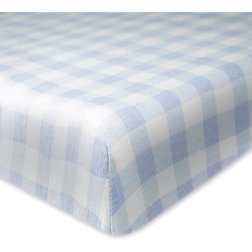 HonestBaby Unisex-Baby Fitted Crib Sheets Set Standard Mattress, 100% Organic Cotton Baby Boys, Girls, Neutral, 1 Pack - Peach Skin Painted Buffalo Check, One Size