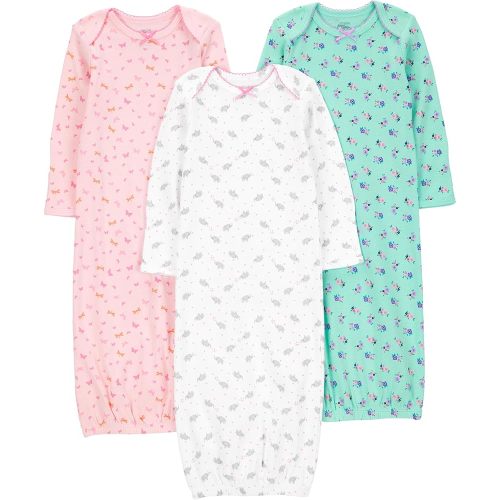 NB Baby Girls' 3-Pack Cotton Sleeper Gown