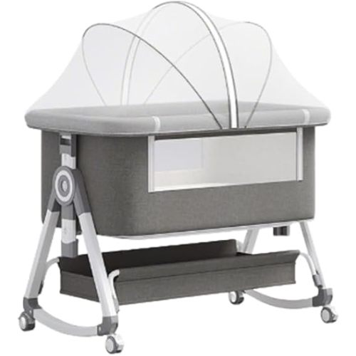 Baby Bassinet,3 in 1 Baby Bassinets Bedside Sleeper with Wheels and Mosquito Net,Bedside Bassinet for Baby with Comfy Mattress, Mattress&Breathable Mesh,Storage Basket