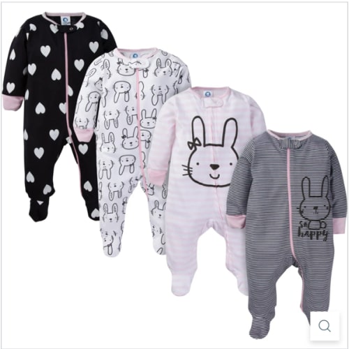 4-Pack Baby Girls Pink Bunny Sleep 'N Plays – Gerber Childrenswear