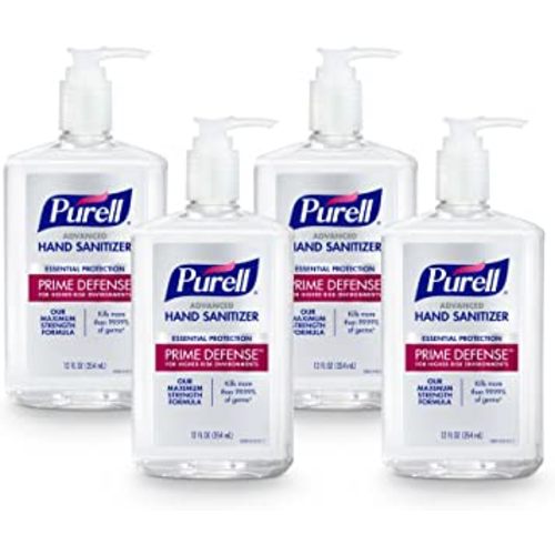 Purell Prime Defense Advanced Hand Sanitizer, Essential Protection, 12 fl oz Pump Bottles (Pack of 4) - 3699-06-EC2