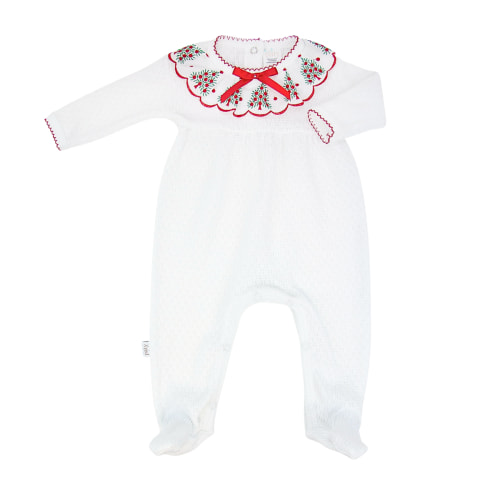 Paty Knit Footie with Swiss Tree Trim (Christmas Collection)