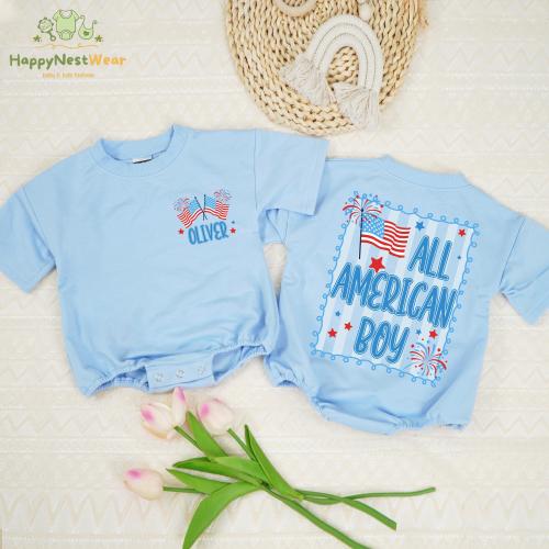 Personalized All American Boy Baby Romper, 4th of July Baby Bodysuit, Cute Baby Boy Shirts, Independence Day Toddler, Patriotic Boy Toddler