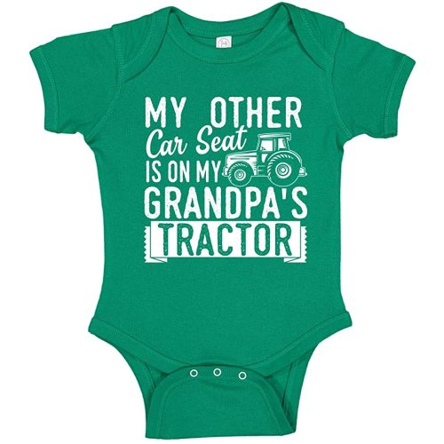 My Other Car Seat Is My Grandpa's Tractor Baby Bodysuit One Piece or Toddler T-Shirt Farmer Infant Clothes