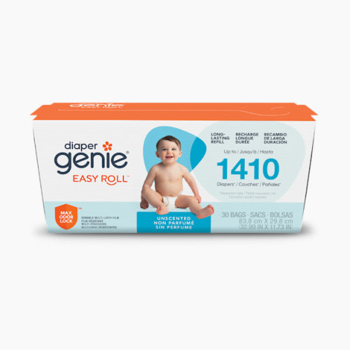 Diaper Genie Easy Roll Refill Bags (Compatible with Signature and Platinum pails) - Blue, Unscented, 30