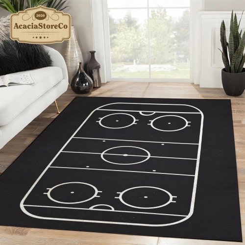 Hockey Rink Rug, Sports Rug, Empty Hockey Stadium Area Rug, Rugs For Living Room, Home Decor Rug