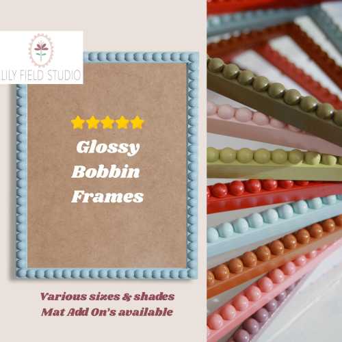 Glossy Beaded Bobbin Picture Frame | 16x20 Powder Blue