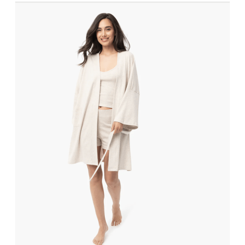 Organic Short Lounge Robe - Blush · Under The Canopy