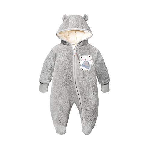 DDY Baby Girl Boy Snowsuit 0-3 Months Down Jacket Hooded Romper Jumpsuit Infant Onesie Winter Outwear Grey