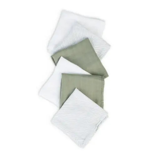 Little Bamboo Muslin Washer Bayleaf 6 Pack | Baby Bunting AU