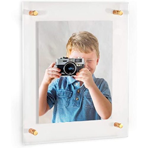 ArtToFrames Floating Acrylic Frame for Pictures Up To 18x24 inches (Full Frame is 22x28) with Gold Standoff Wall Mount Hardware, Acrylic-109-18x24-81