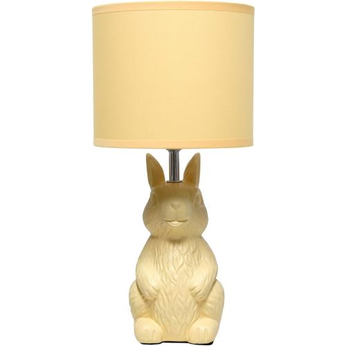 Simple Designs LT2117-YLW 16.33" Cute Wonders Whimsical Perched Bunny Rabbit Table Lamp for Home Décor, Kids Room, Yellow