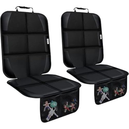 Meolsaek Car Seat Protector, Seat Protector for Child Car Seats with Non-Slip Thickest Padding, Seat Cover for Baby and Pet,Sedan SUV Truck (2 Seat Protector Black)