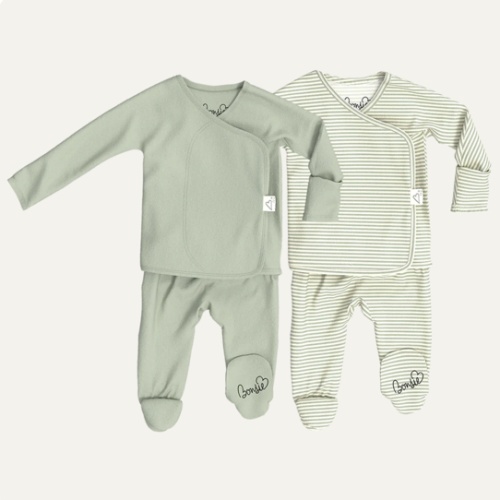 Baby Bundle Footie - Avocado + Mint Twist – Bonsie Skin to Skin Babywear