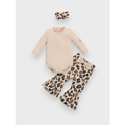 3 Pc Baby Girl Leopard Flare Pants and Bodysuit