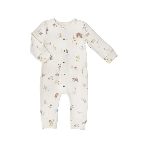 Pehr Print Long Sleeve Organic Cotton Placket Romper (0-3M)