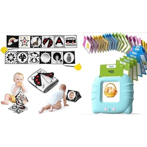 Black and White High Contrast Baby Toys 0-6 6-12 Months & Talking Flash Cards for Toddler 1 2 3 4 Year Olds