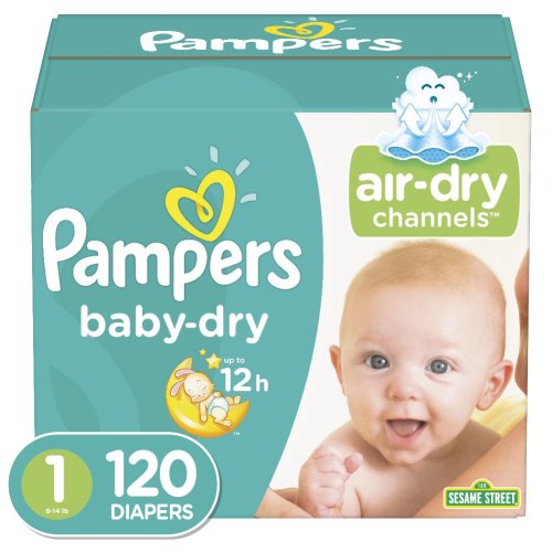 Pampers Baby-Dry Extra Protection Diapers, Size 1, 120 ct