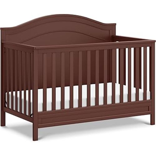 DaVinci Charlie 4-in-1 Convertible Crib - GREENGUARD Gold Certified - Converts from Baby Crib to Toddler Bed, Daybed, and Full-Size Bed Effortlessly - 4 Adjustable Heights - Wooden Chestnut Baby Bed