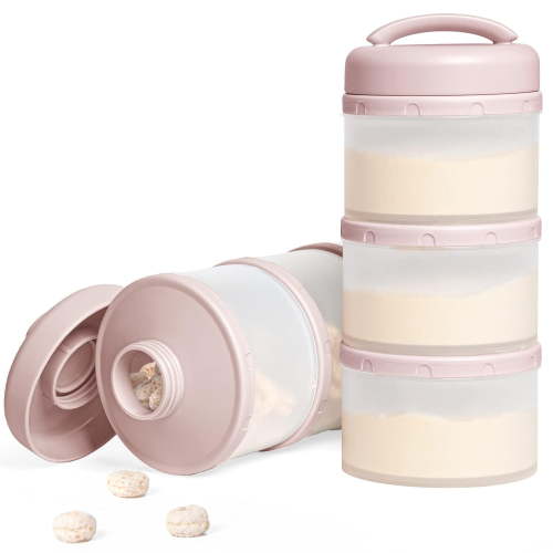 Stackable Formula Dispenser Portable Milk Powder Container, 2 Pack, Warm Grey