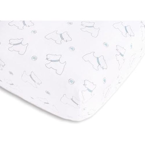 SwaddleDesigns Softest Cotton Muslin Fitted Crib Sheet/Toddler Sheet for Baby Boy & Girl, Blue Doggie & Starball