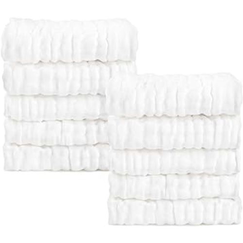 AIDEA Baby Washcloths-10 Pack, Soft Muslin Baby Towels, 100% Cotton Baby Bath Face Towels, Super Absorbent Wash Coths for Newborn Essentials, Baby Gifts-White-10"x10"