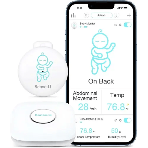 Sense-U Smart Baby Movement Monitor 3 - Tracks Baby's Abdominal Movement, Sleep Position, Temperature, with Real-time Alerts, Anytime, Anywhere