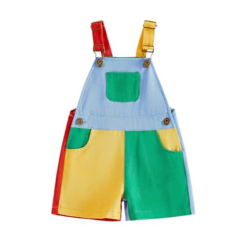 Fernvia Toddler Kids Baby Girl Boy Contrast Color Overalls Shorts Clothes | 6-12 Months,12-18 Months,18-24 Months,2T 3T 4T 5T 6T 7T,Adjustble Shoulder Strap Jumpsuit Workwear,Girls Boys Clothing