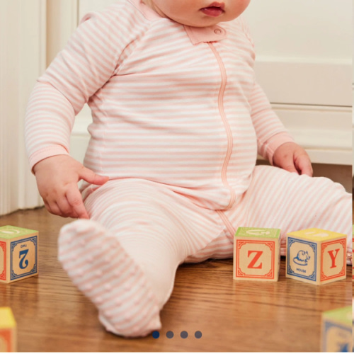 LAKE | Baby | Pima Cotton Pajamas | English Rose Stripe Baby Sleeper