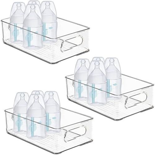 Baby Bottle Organizer, Plastic Storage Center for Baby Bottles and Food Jars, Portable Nursery Storage Plastic Baby Organizer,Convenient Storage Center for Kitchen Cabinet, Refrigerator&Countertop-3PC