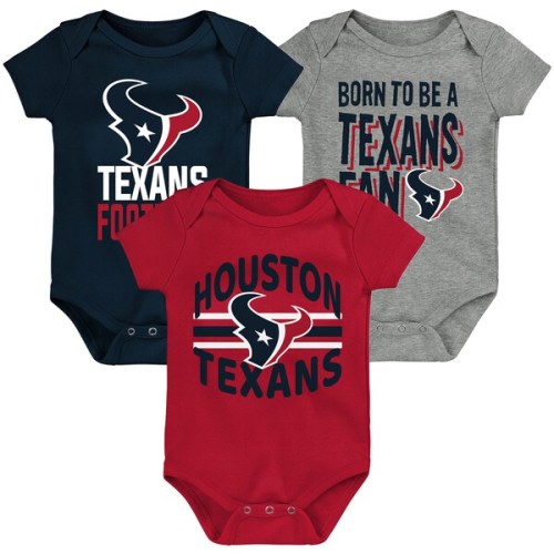 Newborn & Infant Houston Texans Navy/Red/Heathered Gray 3rd Down & Goal Three-Piece Bodysuit Set