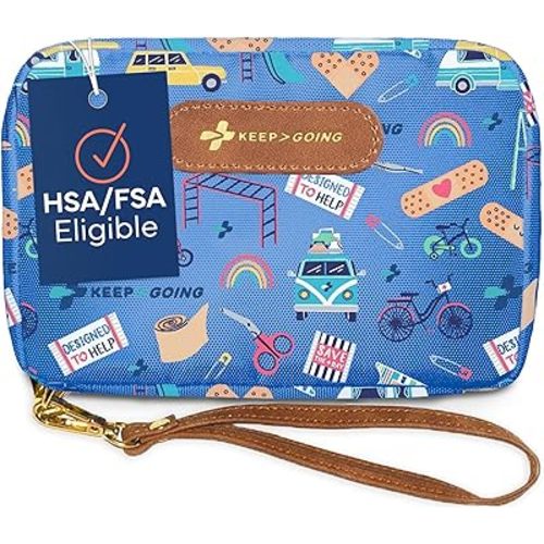 KeepGoing Travel First Aid Kit for Kids – 130 Pc. for Car, Home, Purse, Diaper Bag & Backpack with Latex-Free Bandages - Mini First Aid Kit Travel Size TSA-Approved