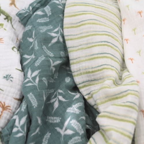 Dino Jungle Cotton Muslin Swaddle 4 Pack | aden + anais