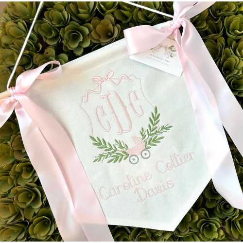 Custom Baby Banner with BABY CARRIAGE Baby Banner, Welcome Banner, Hospital Door Sign, Baby Shower