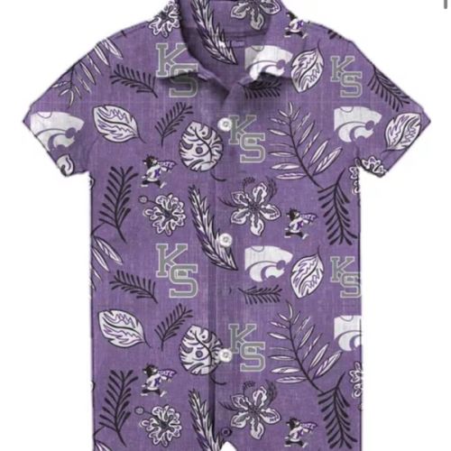 Wes and Willy K-State Wildcats Baby PURPLE Vintage Floral Polo Romper - 42150986