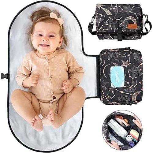 Momcozy 2-in-1 Diaper Changing Pad - Extra-Large Portable Diaper Pad 31.4x15.7 inch - Waterproof and Foldable for Newborns to Toddlers - Also Used As Adjustable Shoulder Bag with Wipes Pocket