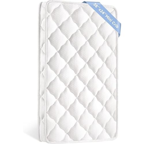 Mini Crib Mattress, 38’’x24’’ Dual Sided with Firm Support and 3" Thick Premium Foam, Hypoallergenic, Comfort, Breathable, Quiet & Odorless, Fits Mini and Portable Travel Cribs