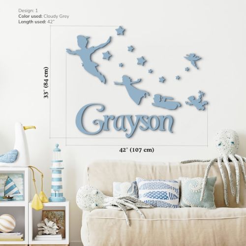 Peter Pan Nursery Decor Peter Pan Baby Nursery Personalized Nursery Name Sign Baby Room Decor Custom Wood Sign Kids Room Cartoon Wall Art - Etsy
