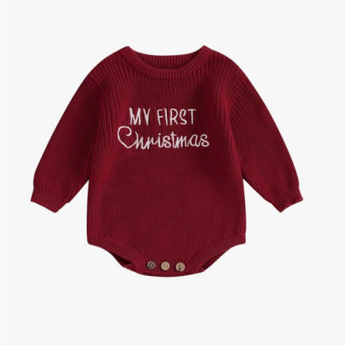 Adobabirl Baby Girl Boy Knitted Sweater Bubble Romper Long Sleeve Jumpsuit Festival Outfit Fall Winter Spring Clothes