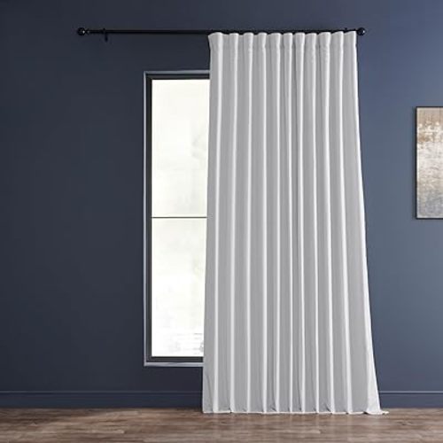 HPD Half Price Drapes Extra Wide Faux Silk Blackout Curtains 96 Inches Long for Bedroom & Living Room Vintage Textured Blackout Curtain (1 Panel), 100W x 96L, Ice