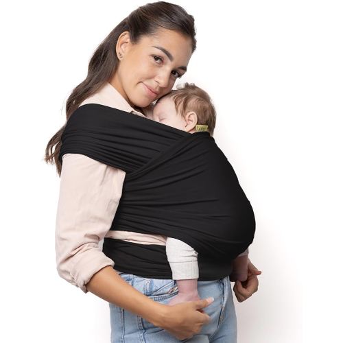 Boba Baby Wrap Carrier – Original Baby Sling Carrier for Newborns (7–35 lbs), Soft, Secure, Hands-Free & Ergonomic, Ideal for Comfortable Bonding, New Parents (Black)