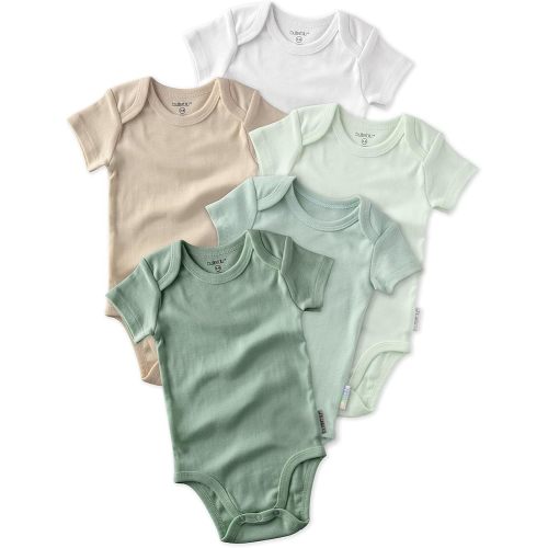 Butterblu Avery 5-Pack Short Sleeve Bodysuits​ 100% Organic Cotton for Baby Boys​ & Girls, Sage, 6-9 Months