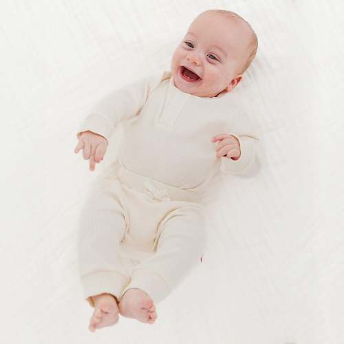 whipped cream ribbed cotton magnetic long sleeve bodysuit + pant set – Magnetic Me