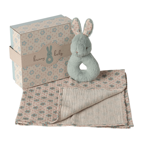 Rabbit rattle set - Mint