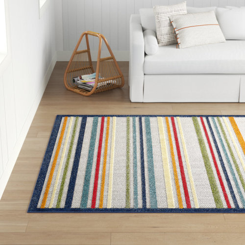 Sand & Stable™ Zaire Striped Red/Blue/Yellow Indoor / Outdoor Area Rug & Reviews | Wayfair