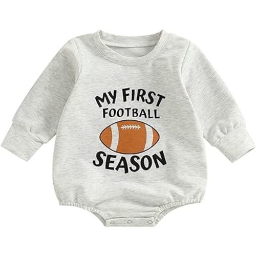 Kuriozud Newborn Baby Boy Girl Bubble Romper Funny Letter Long Sleeve Oversized Sweater Tops Fall Winter Clothes