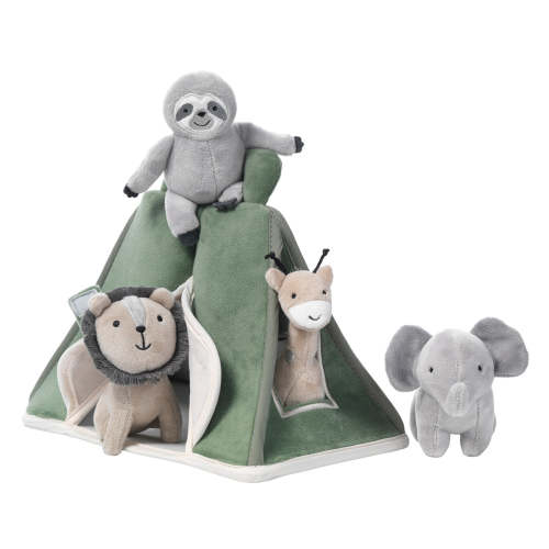 Interactive Plush Safari/Jungle Green Tent with Stuffed Animal Toys
– Lambs & Ivy